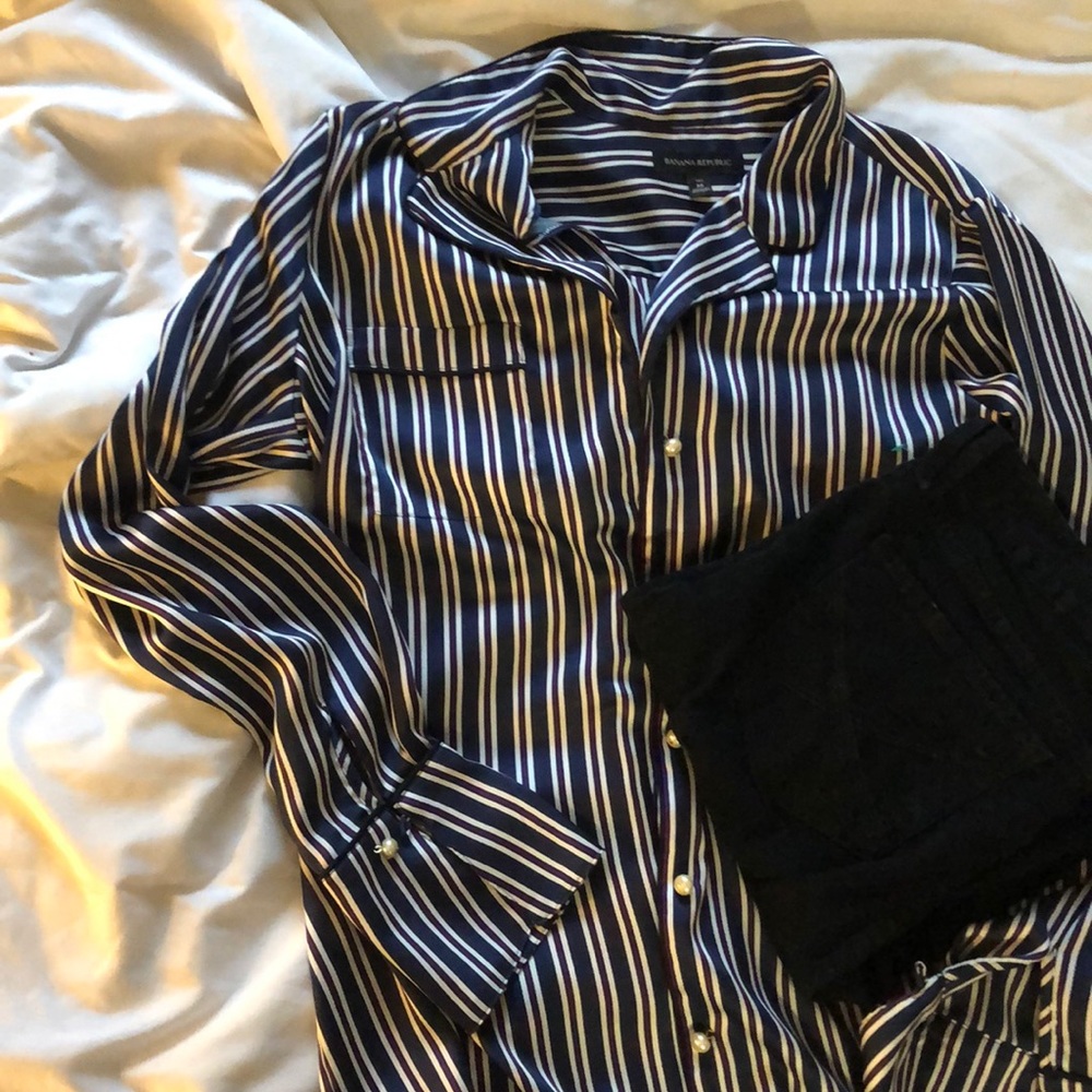 Silk like striped blouse